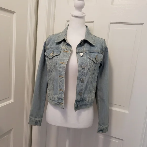 BDG Urban Outfitters Light Blue Jean Jacket Size SP, "Let It Grow" - Picture 2 of 12